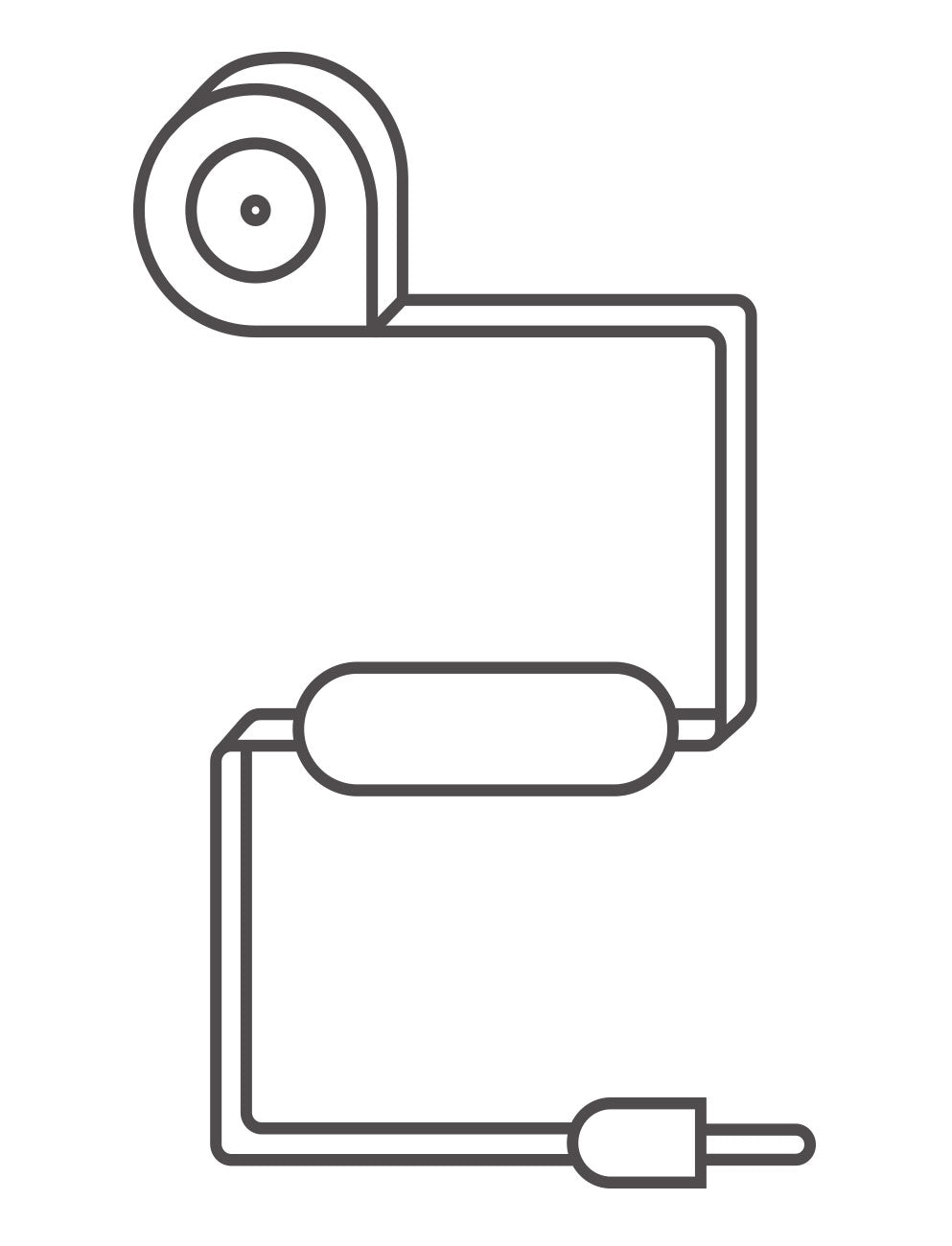 A line drawing of a wire and a cord.
