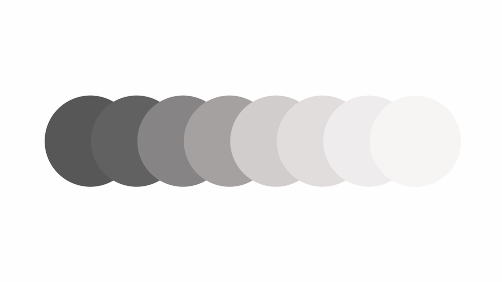 A grey and white color palette on a white background.