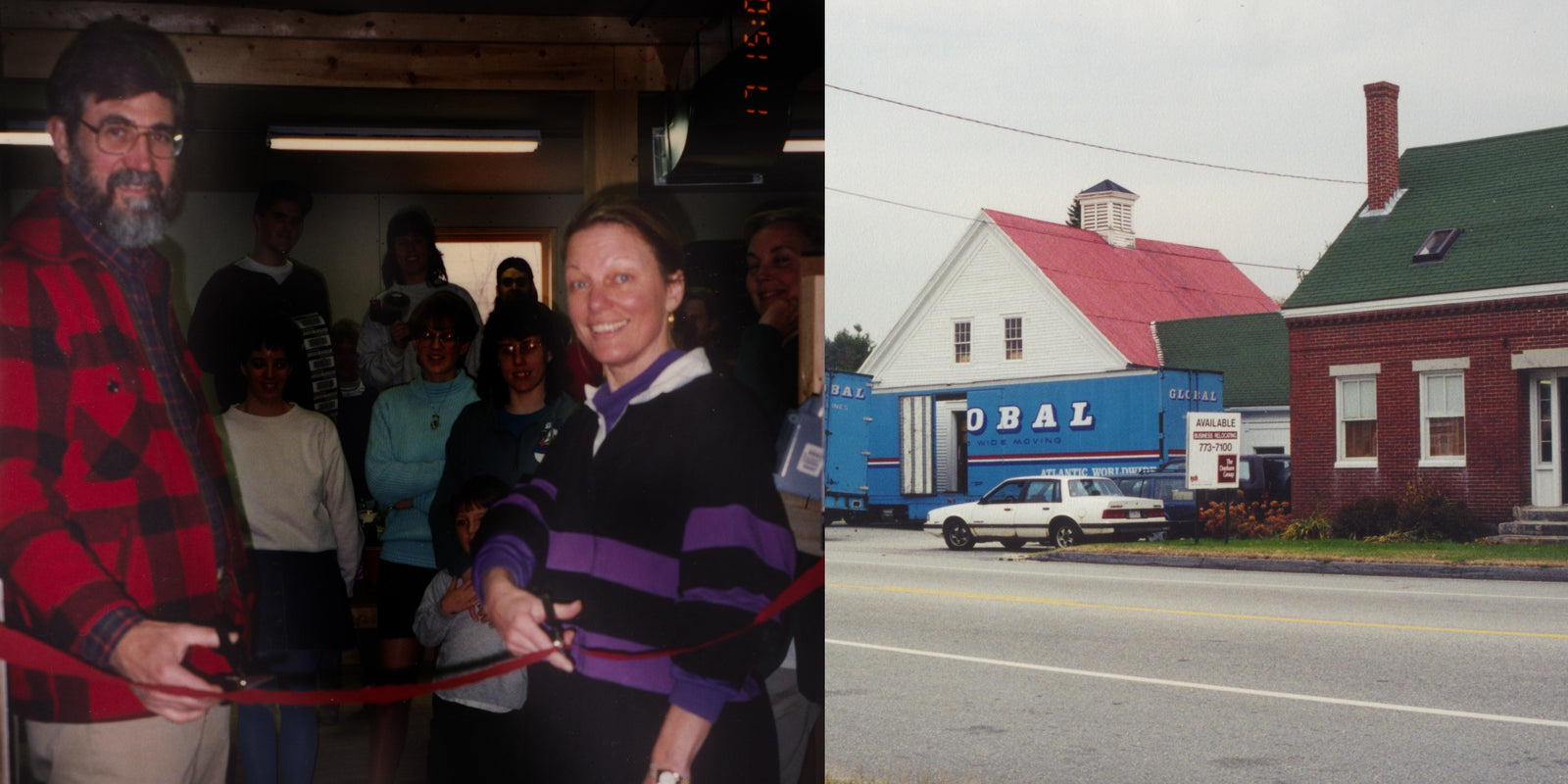 A man cutting a ribbon in front of a building.