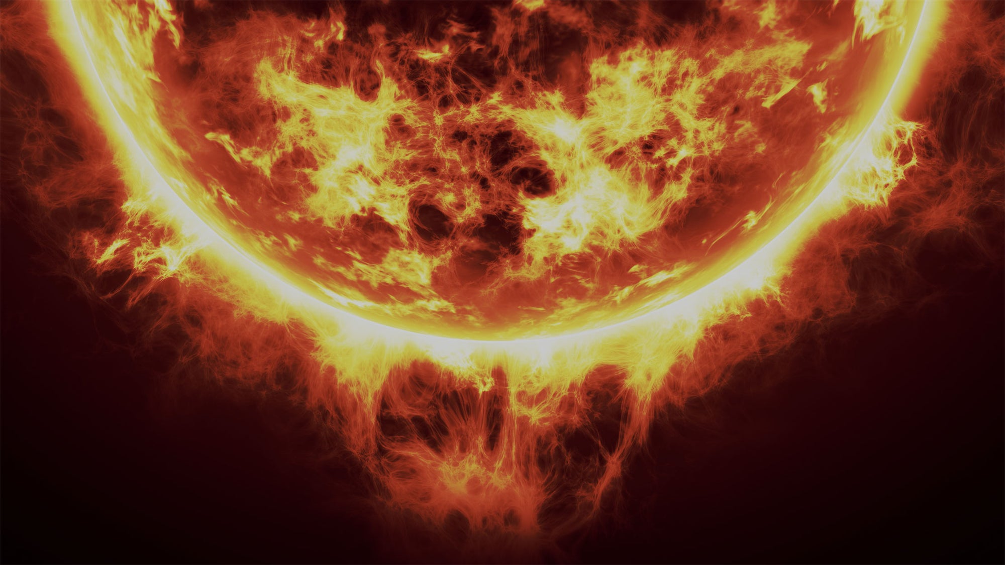 An image of a sun with flames on it.