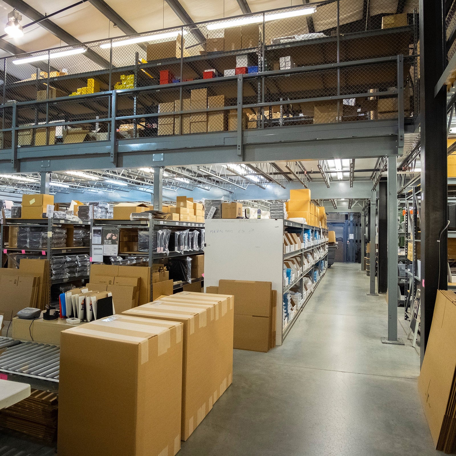 A large warehouse filled with boxes and boxes.