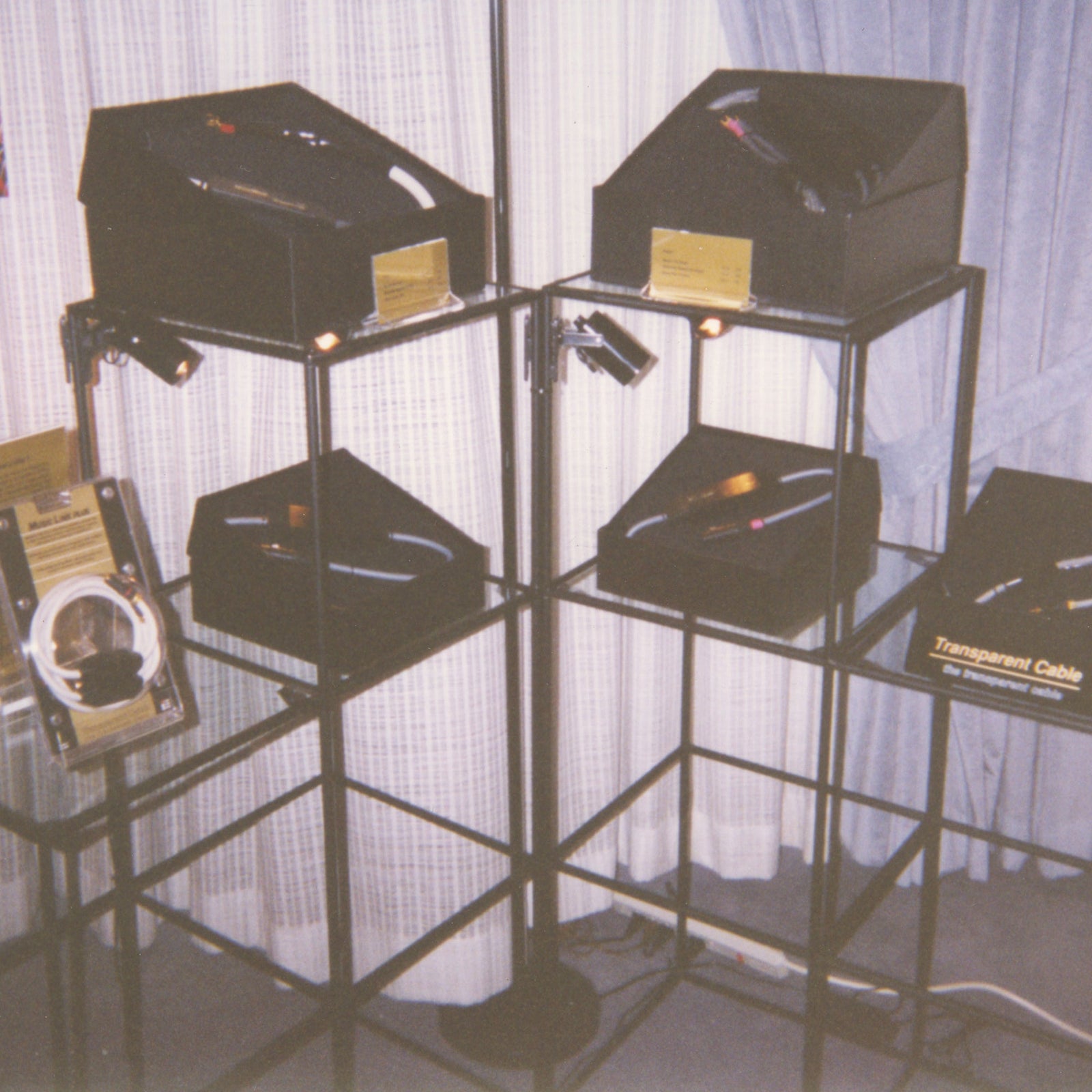 A display of pens and pencils on a table.