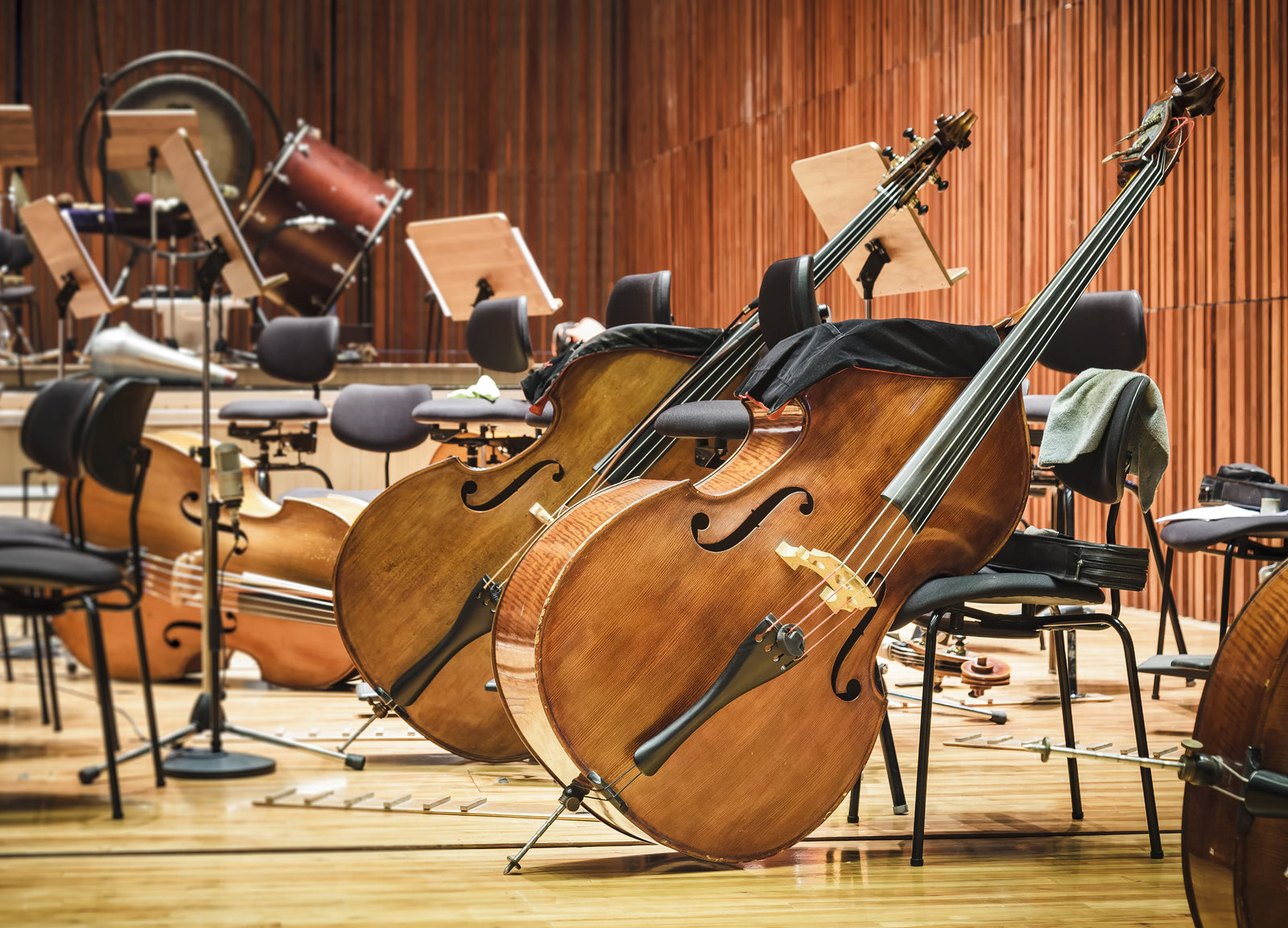 A wooden floor in a concert hall.